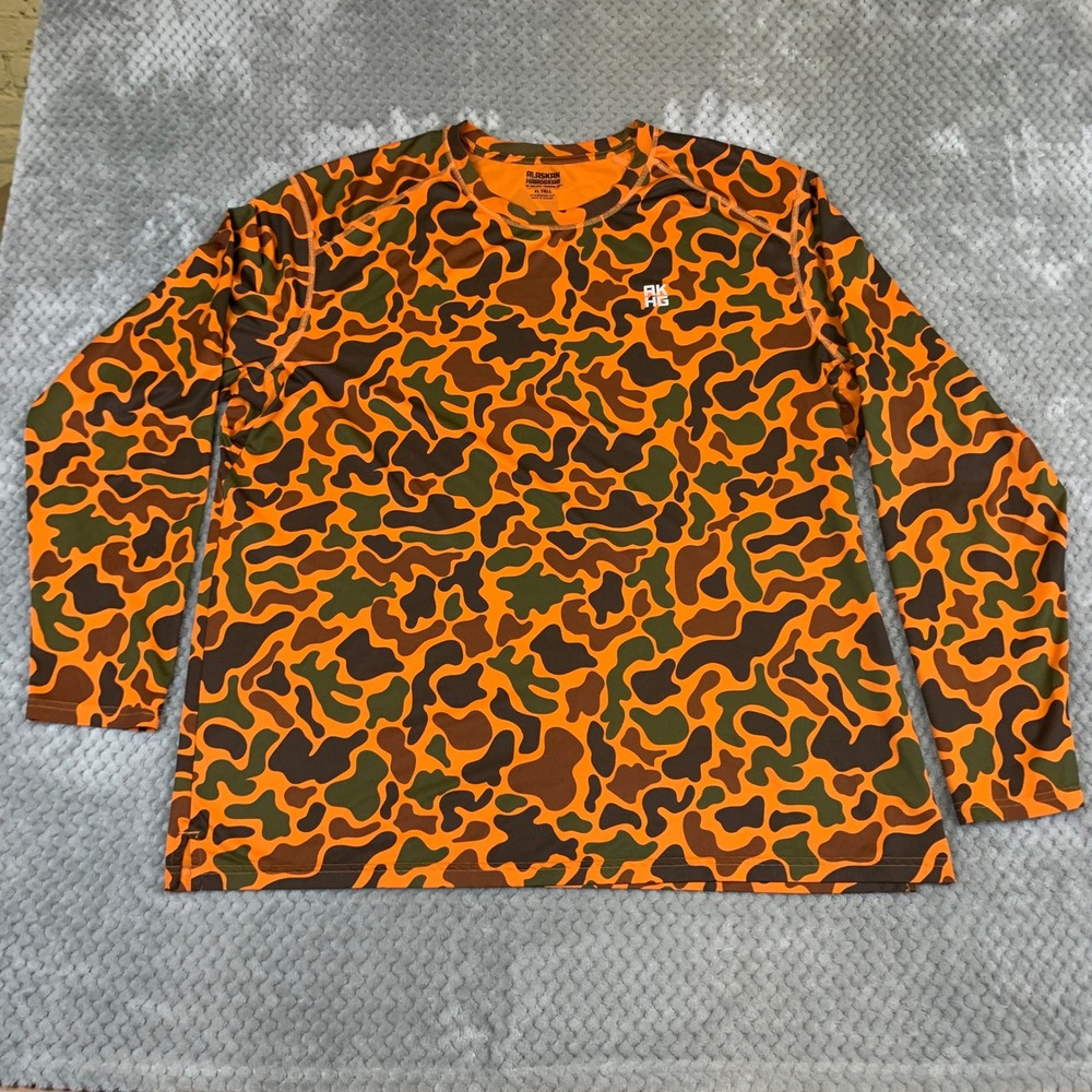 Alaskan Hardgear Duluth Trading Co Mens XL Tall Orange Camo Long Sleeve Shirt